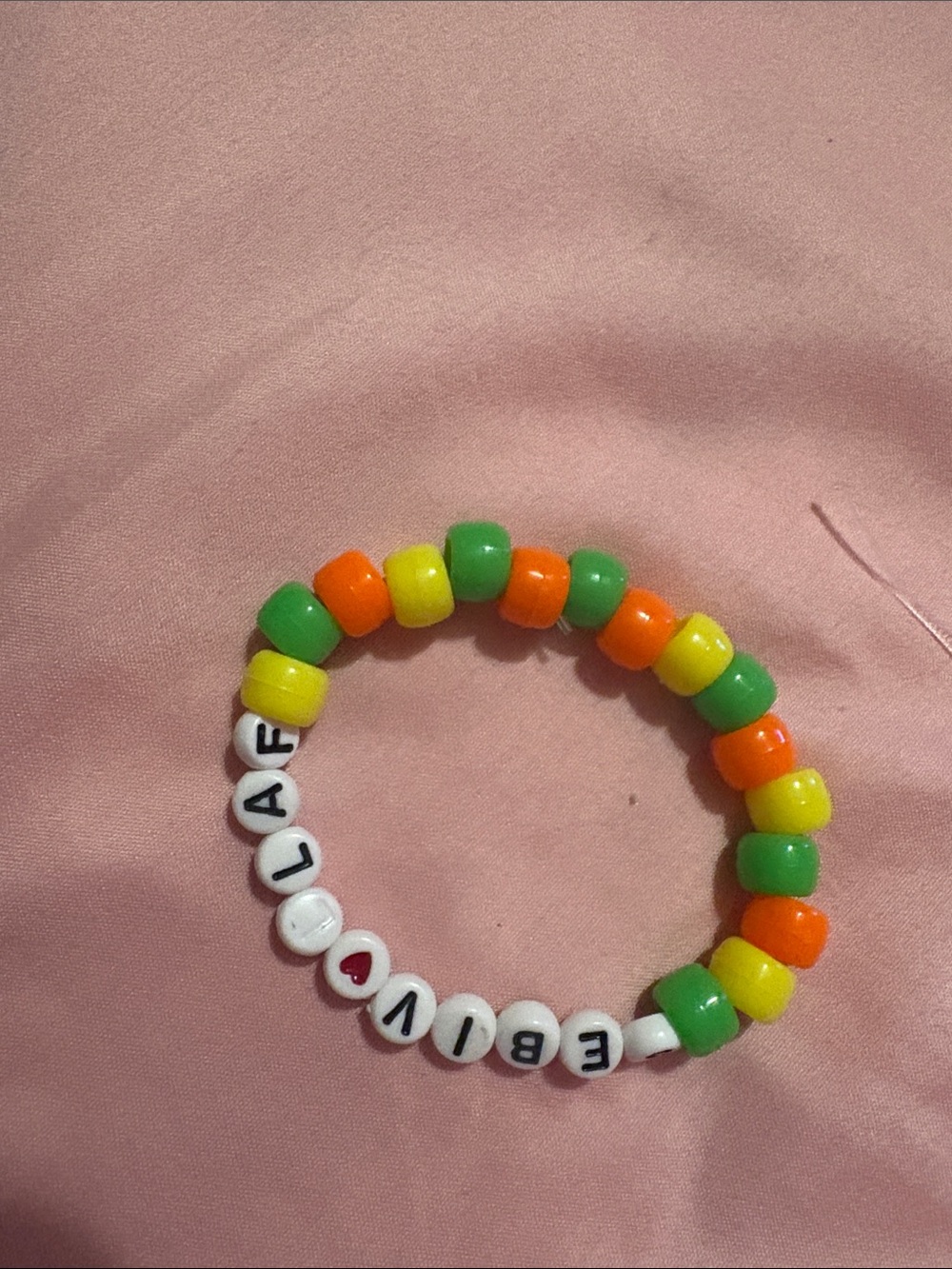 Personalized Kids Beaded Bracelet in Green, Orange & Yellow